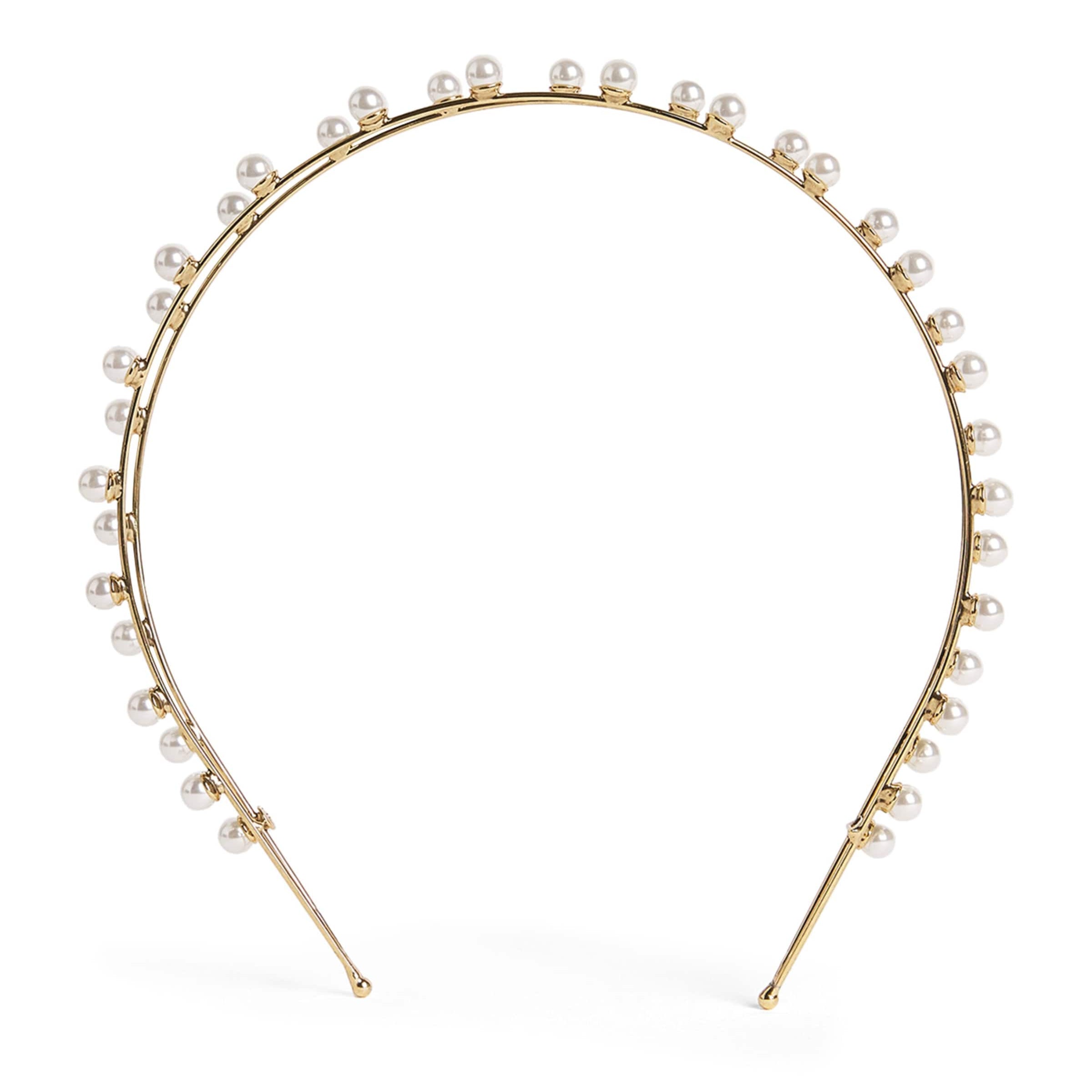 Jennifer Behr Gold Pearl-Embellished Double Ayla Headband
