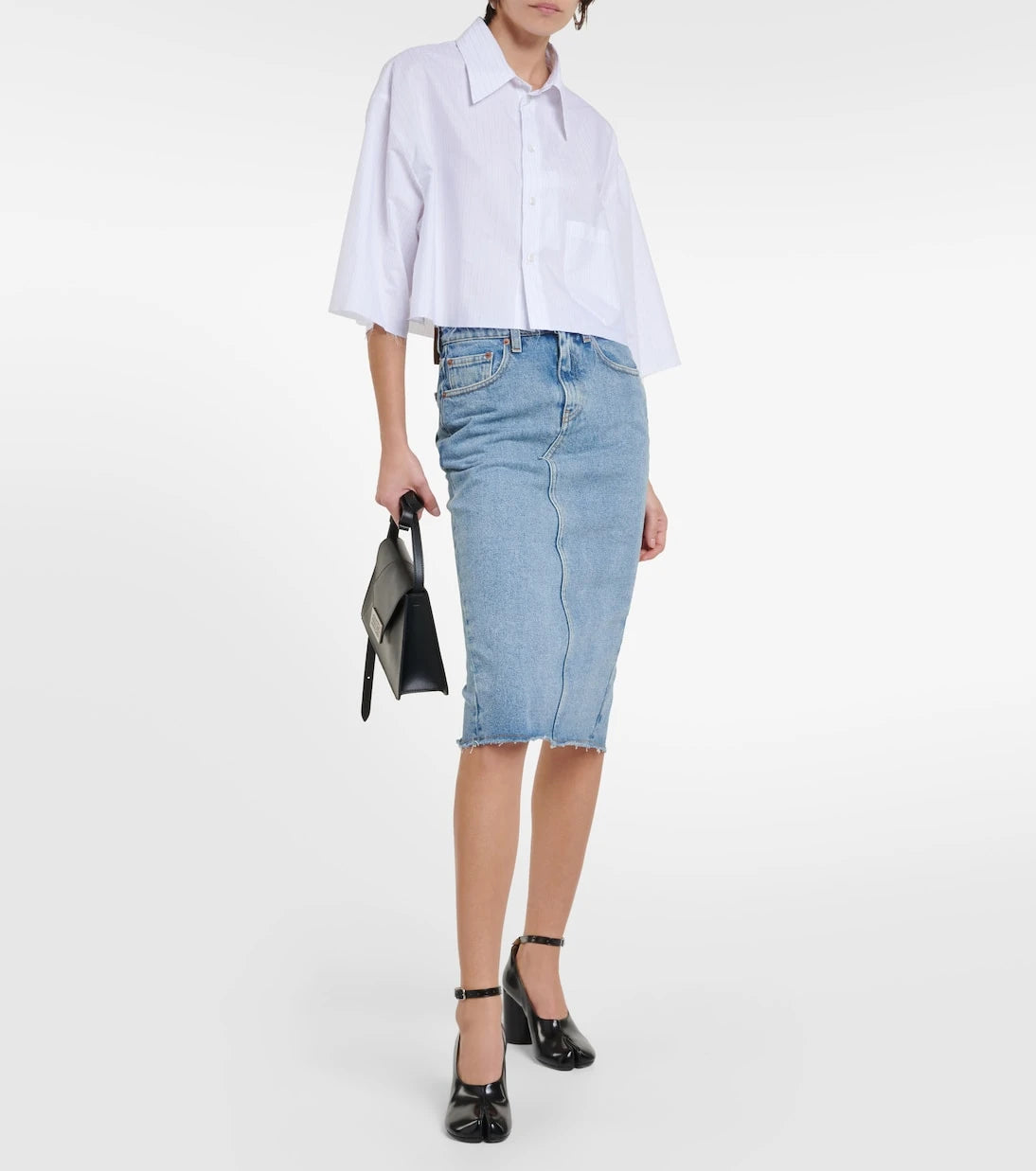 MM6 Maison Margiela - تنورة دينم متوسطة الطول