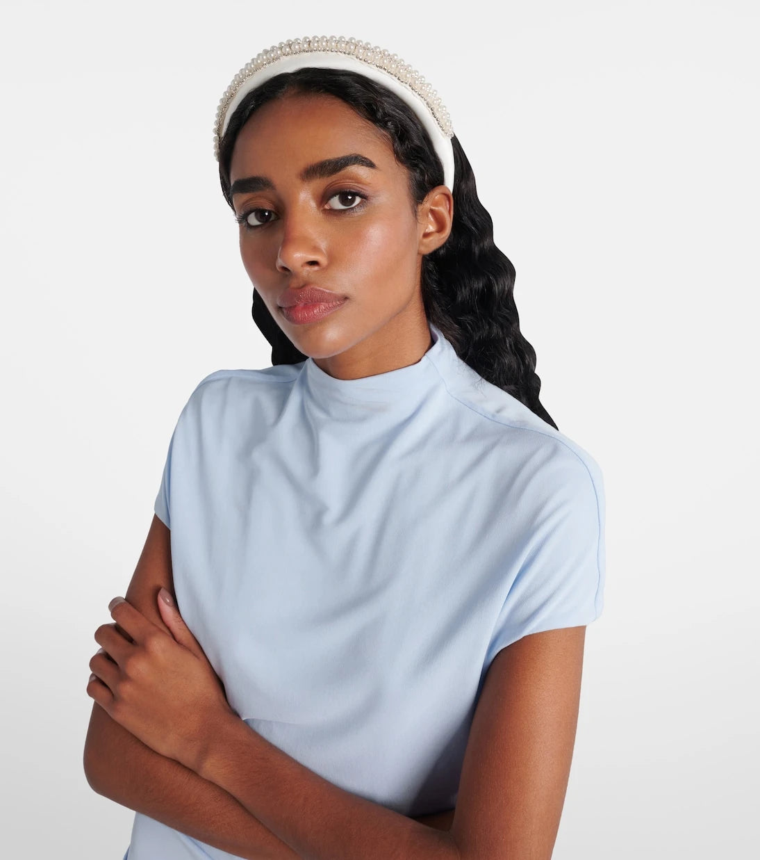 Self-Portrait - Embellished satin headband