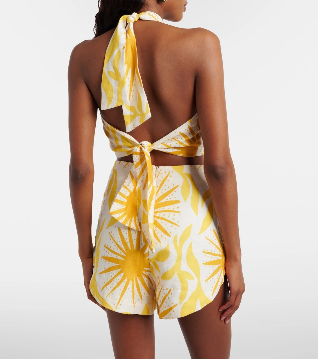 Cala de la Cruz - Ivy printed halterneck linen crop top