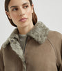 Brunello Cucinelli Beige Shearling-Lined Leather Jacket