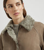 Brunello Cucinelli Beige Shearling-Lined Leather Jacket