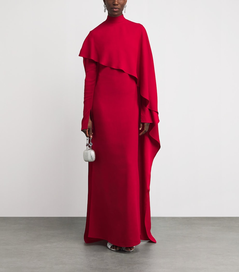 Red Crepe Cady Carrington Maxi Dress