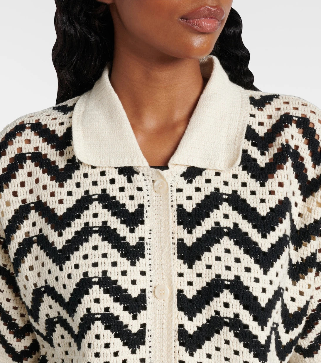 Varley - Anais crochet cotton polo shirt