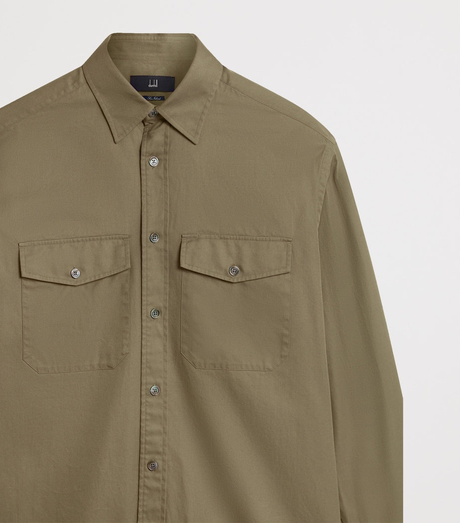 Green Cotton Gabardine Overshirt