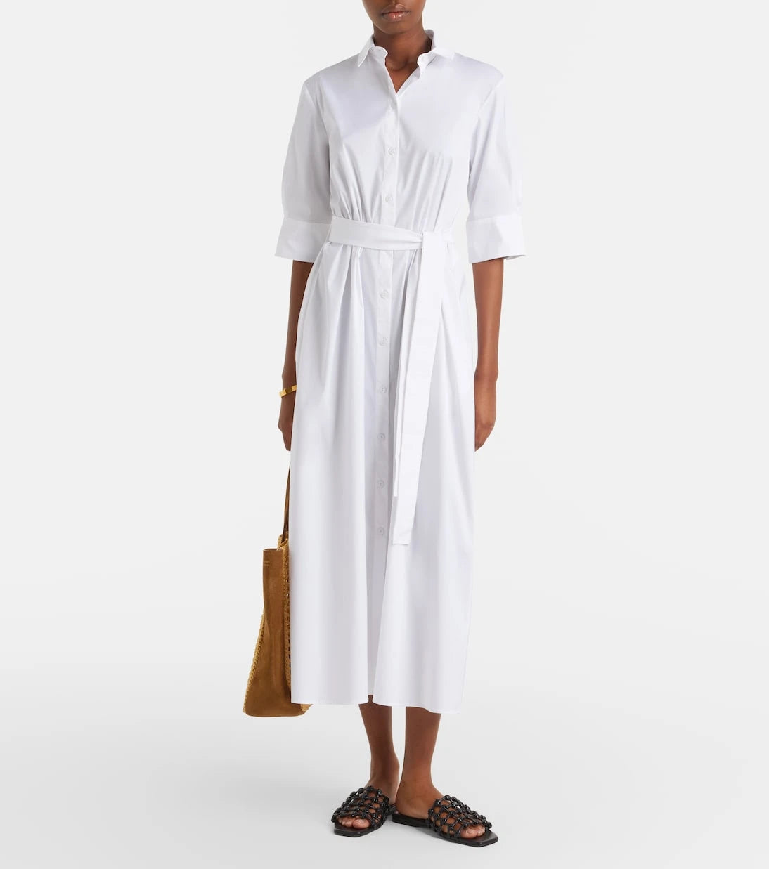 Max Mara - Cognac cotton-blend midi dress