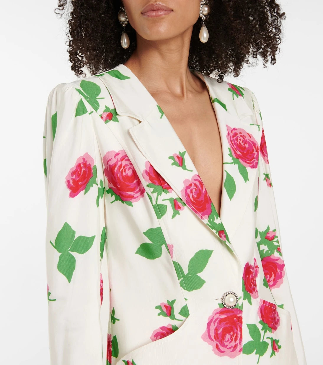 Alessandra Rich - Floral faille blazer