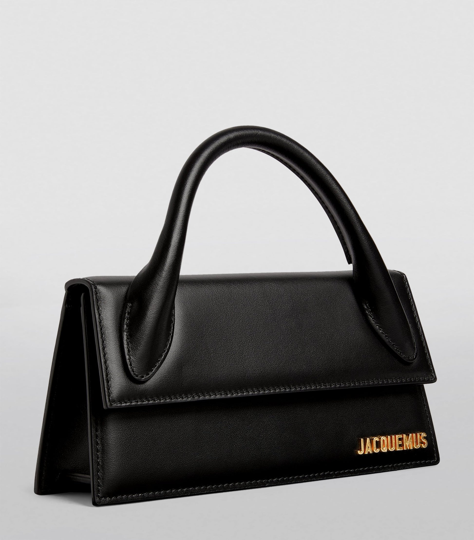 Jacquemus Black Leather Le Chiquito Long Top-Handle Bag