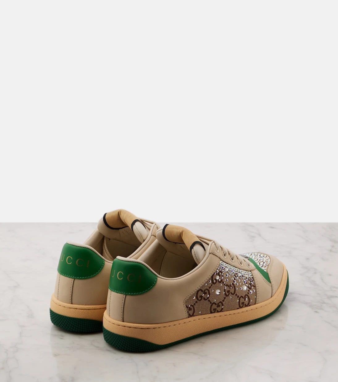 Gucci - Screener embellished leather sneakers