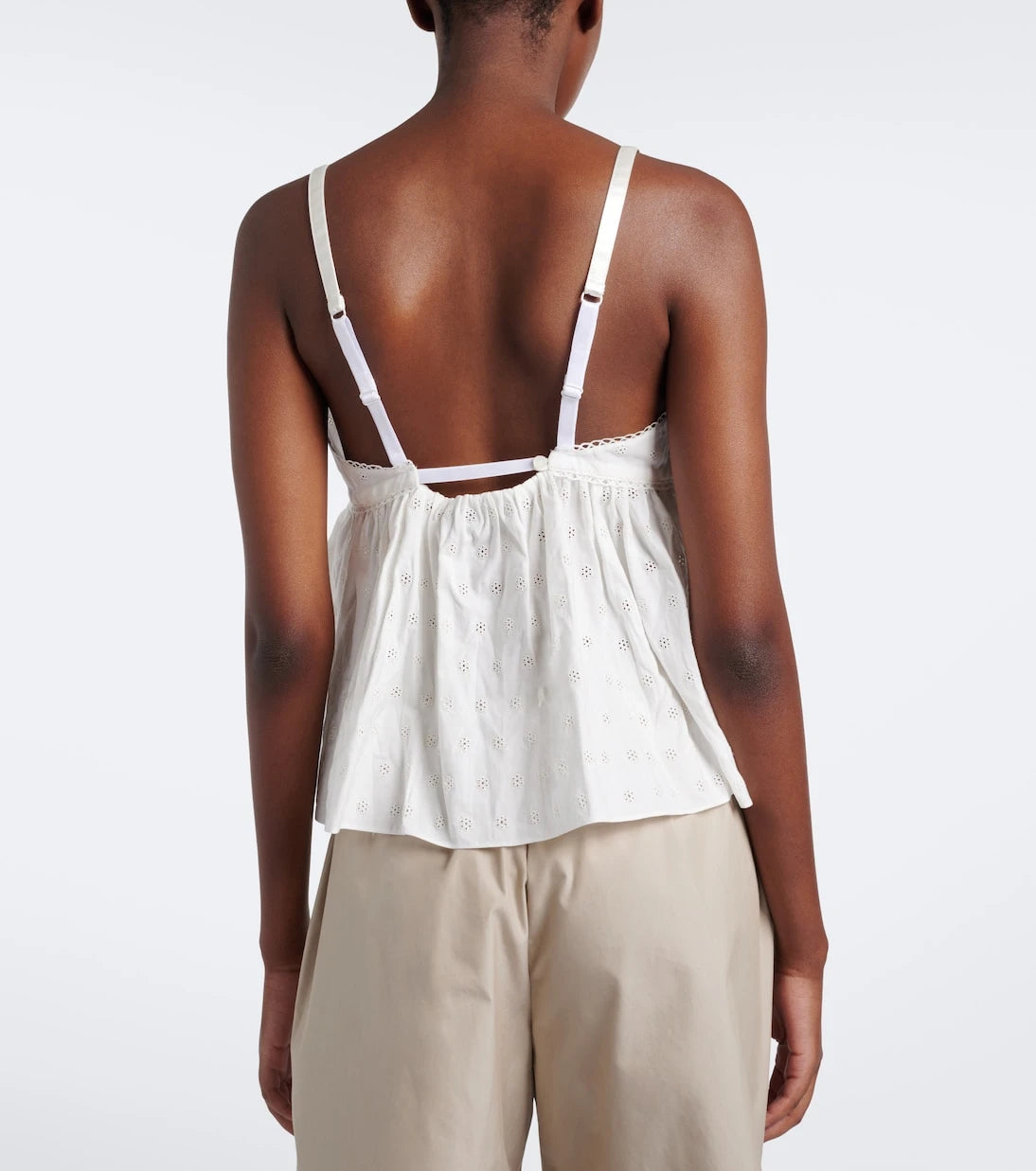 Miu Miu - Embroidered cotton and linen-blend top