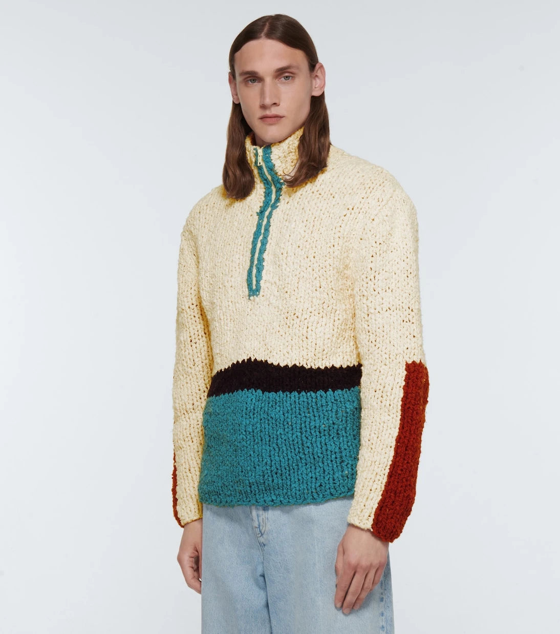 The Elder Statesman - Block N Spiral bouclé sweater