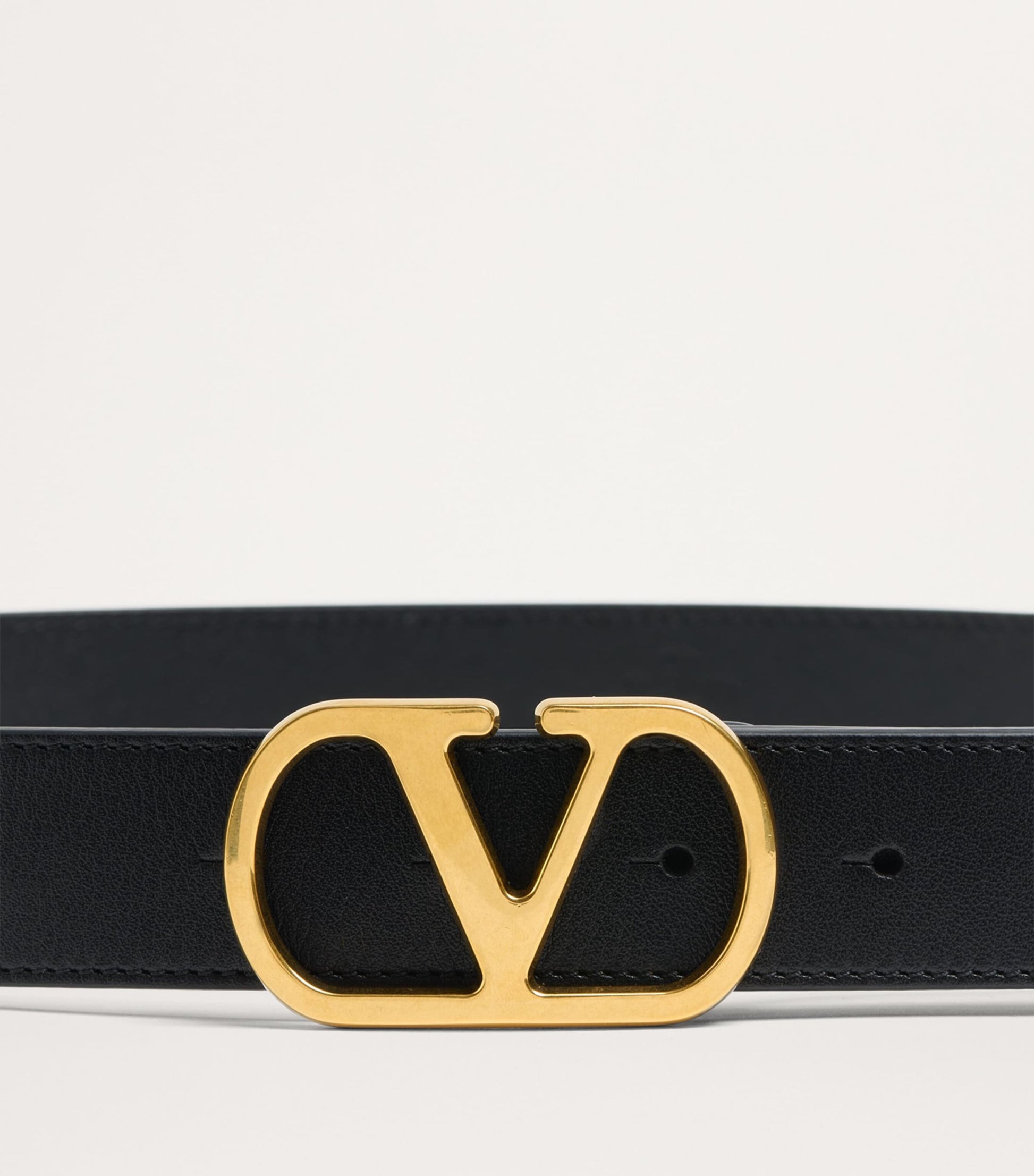 Valentino Garavani Black Leather VLogo Signature Belt