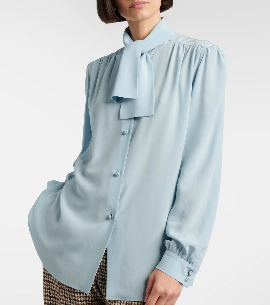 Valentino - Tie-neck silk crêpe de chine shirt