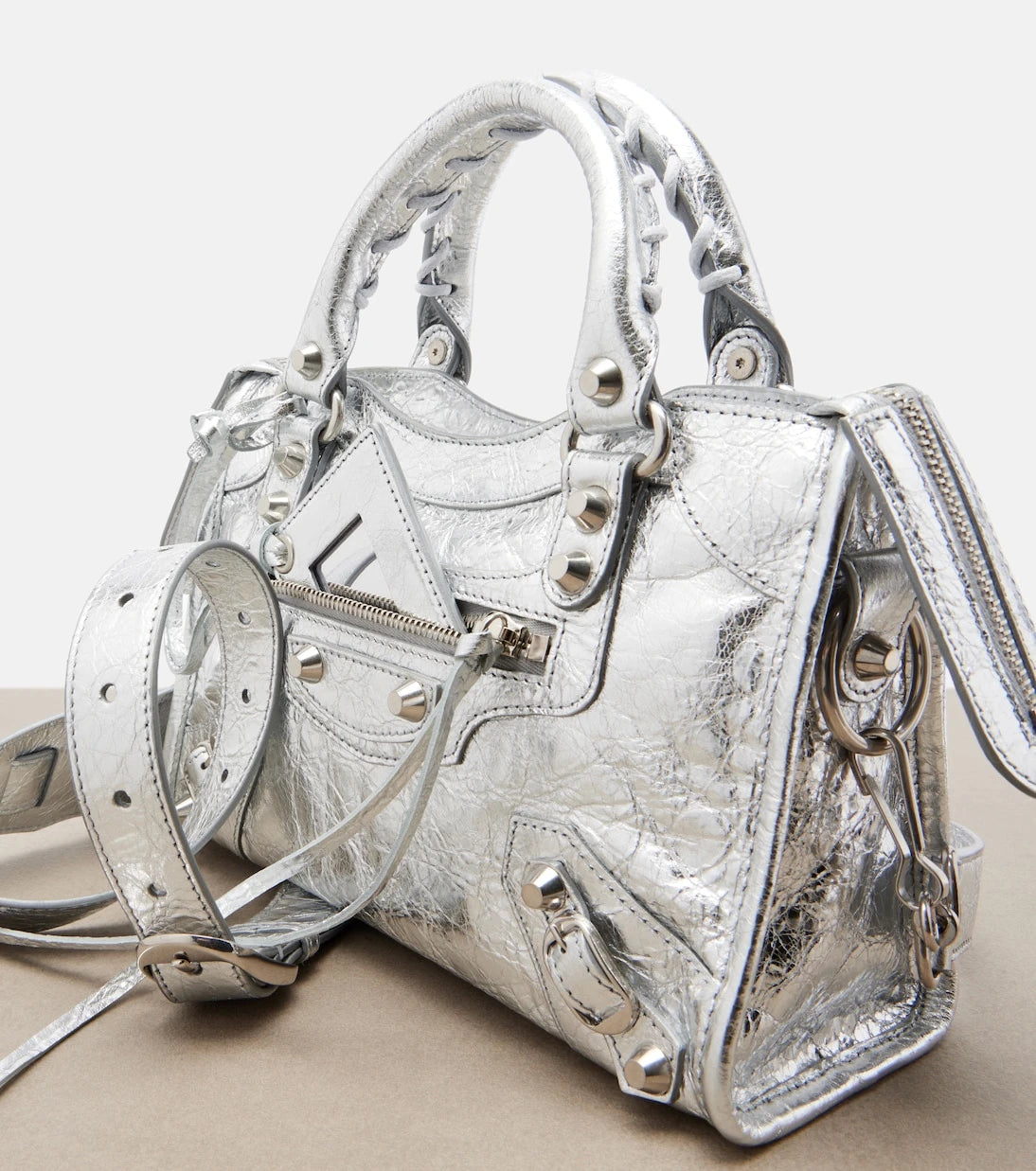 Balenciaga - Le City Small metallic leather tote bag