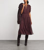 Burgundy Silk Ruffled Nan Midi Dress