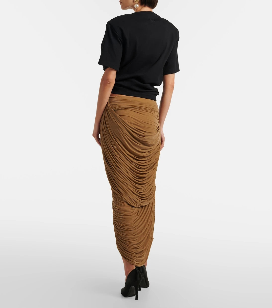 Magda Butrym - Draped ruched jersey midi skirt