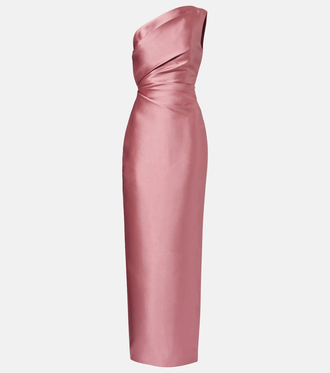 Solace London - Kira draped one-shoulder satin gown