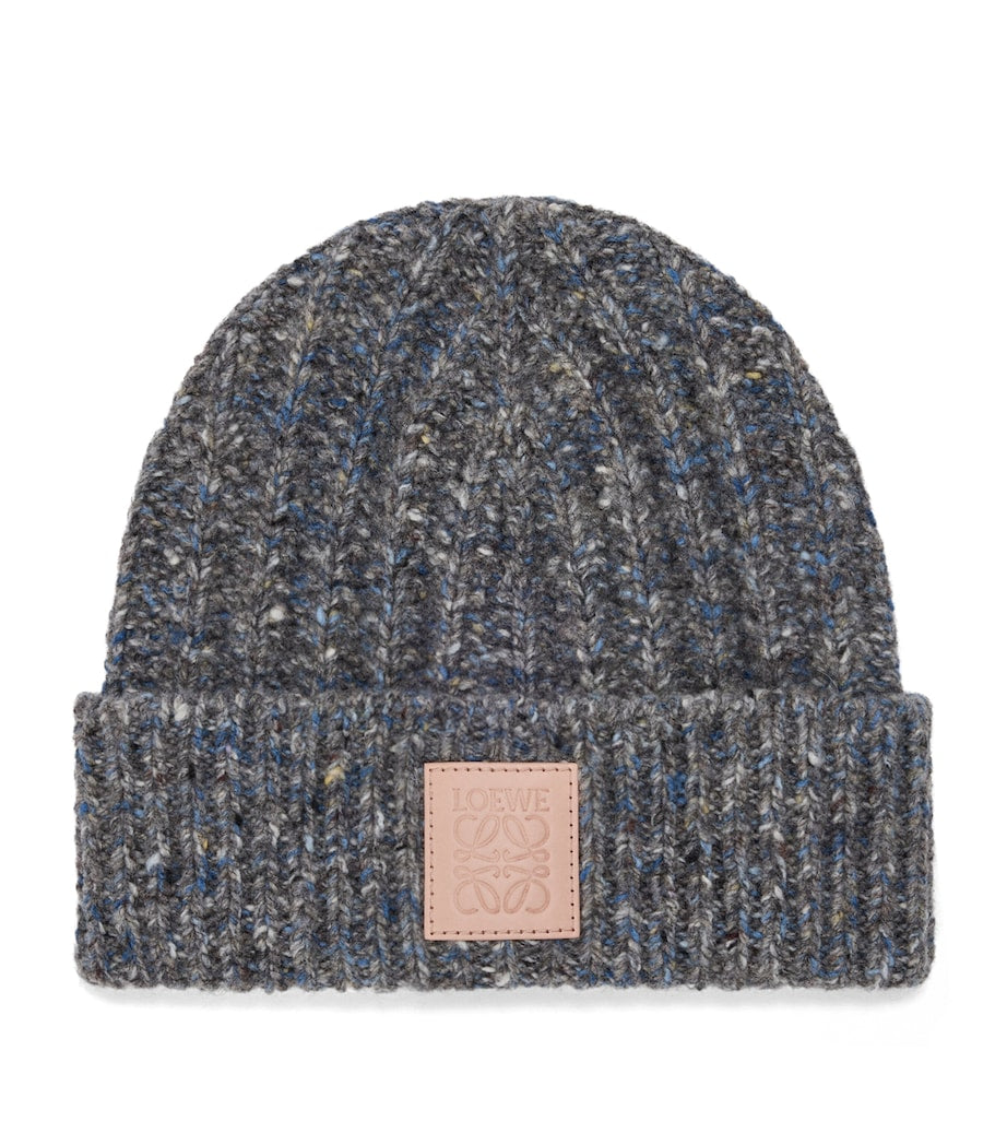 LOEWE Grey Wool-Cashmere-Blend Logo Beanie