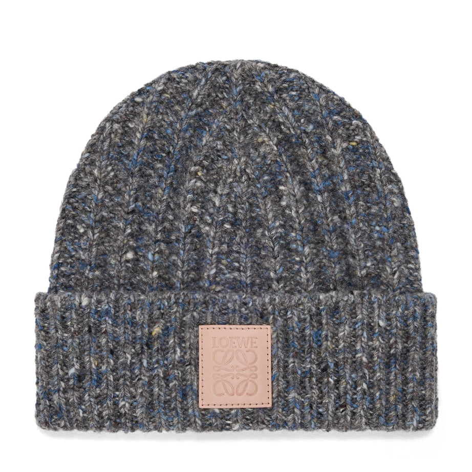 LOEWE Grey Wool-Cashmere-Blend Logo Beanie
