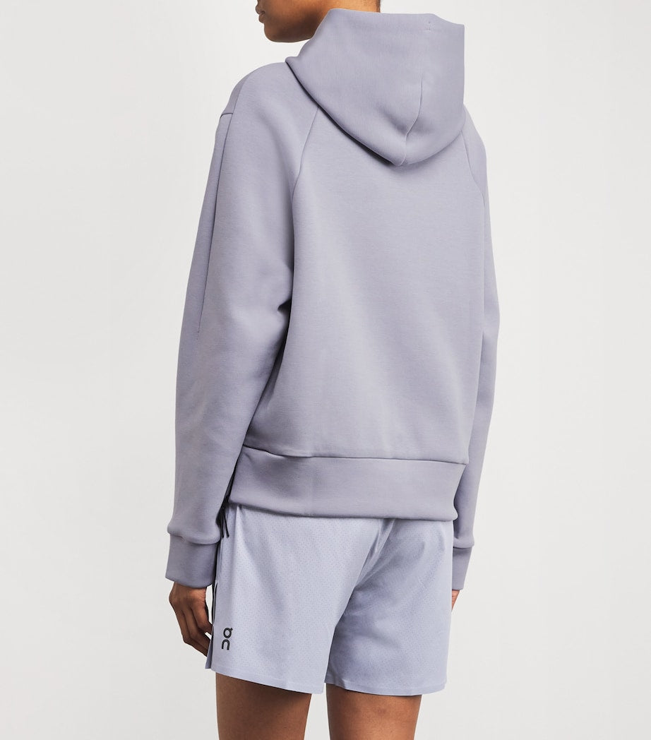 Purple Cotton-Blend Focus Tech Hoodie