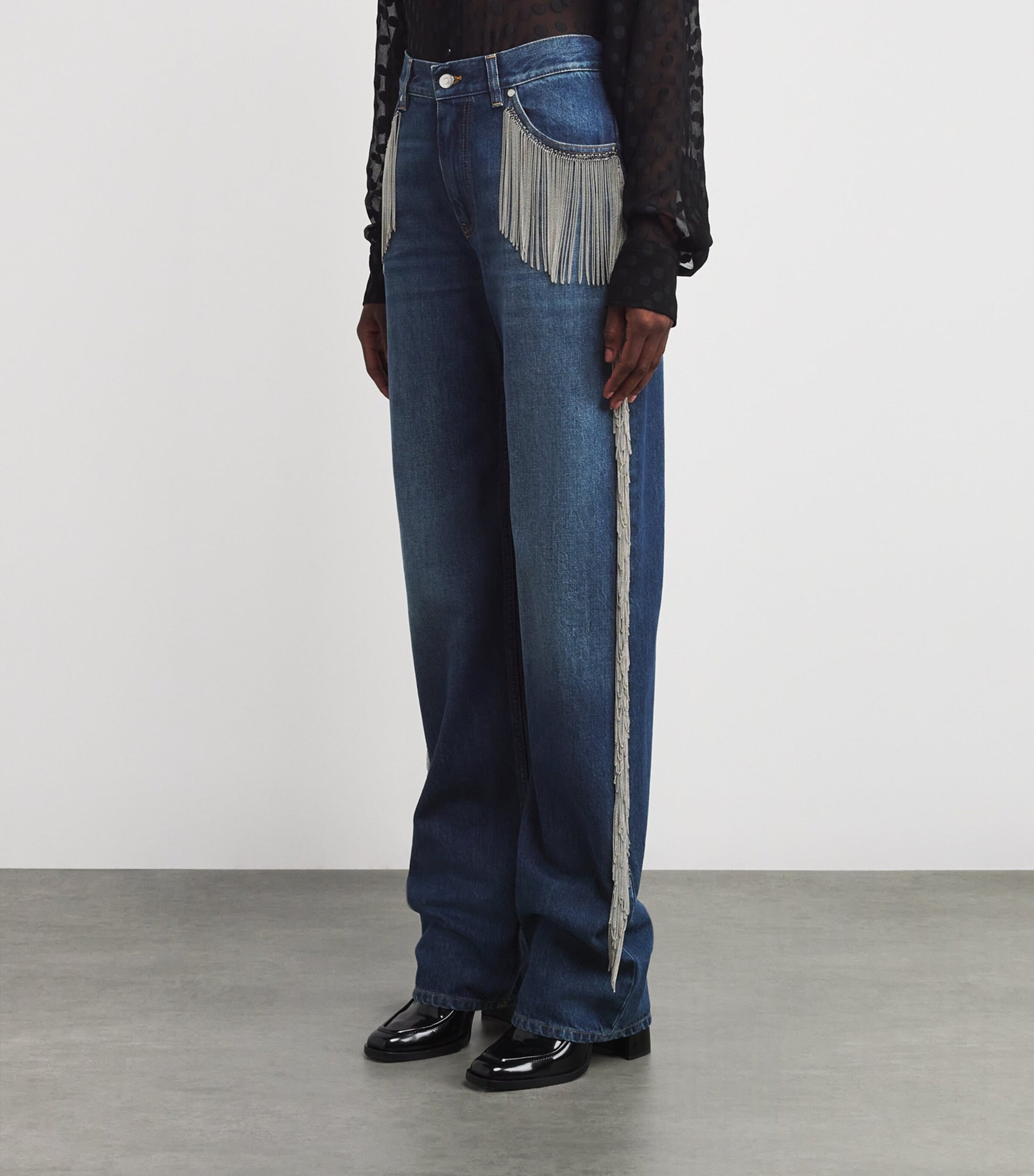 Stella McCartney Blue Chain Tassel Straight-Leg Jeans