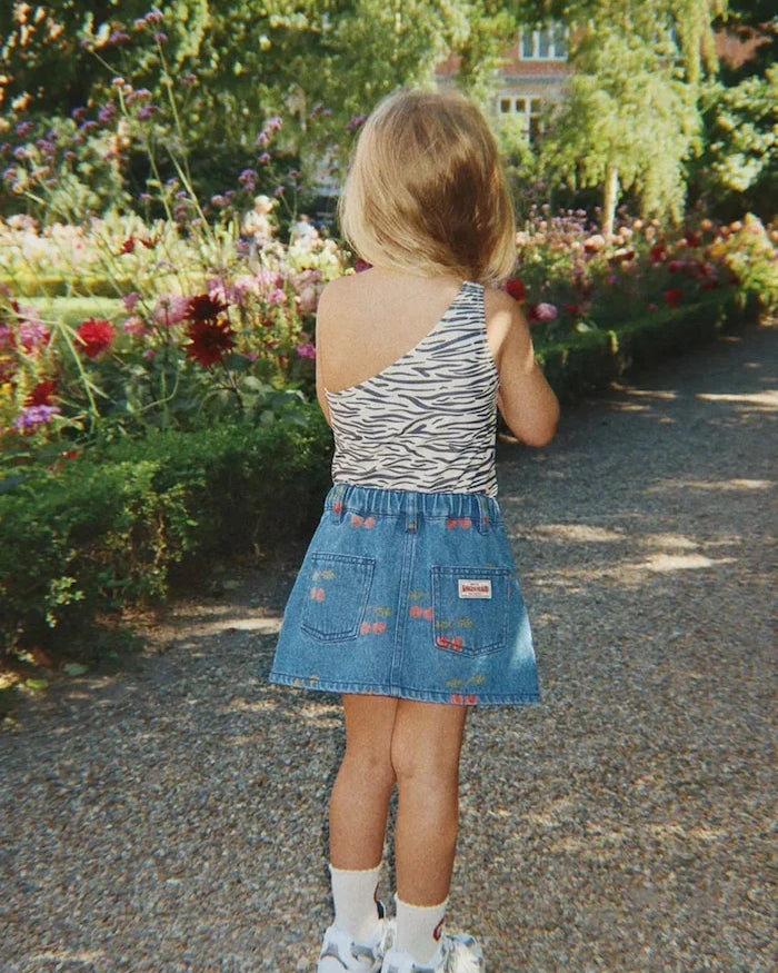 Konges Sløjd denim trapez etek MAGOT PRINTED SKIRT GOTS