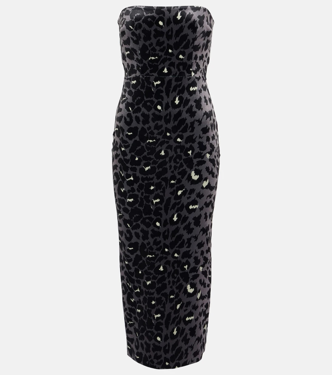 Alex Perry - Leopard-print strapless velvet midi dress