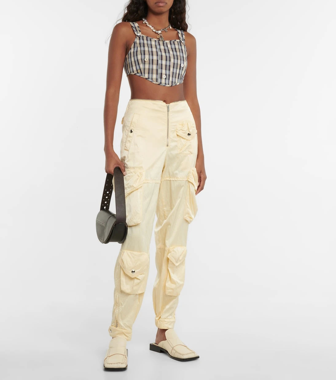 Acne Studios - كورسيه من مزيج القطن والكتان المنقوش
