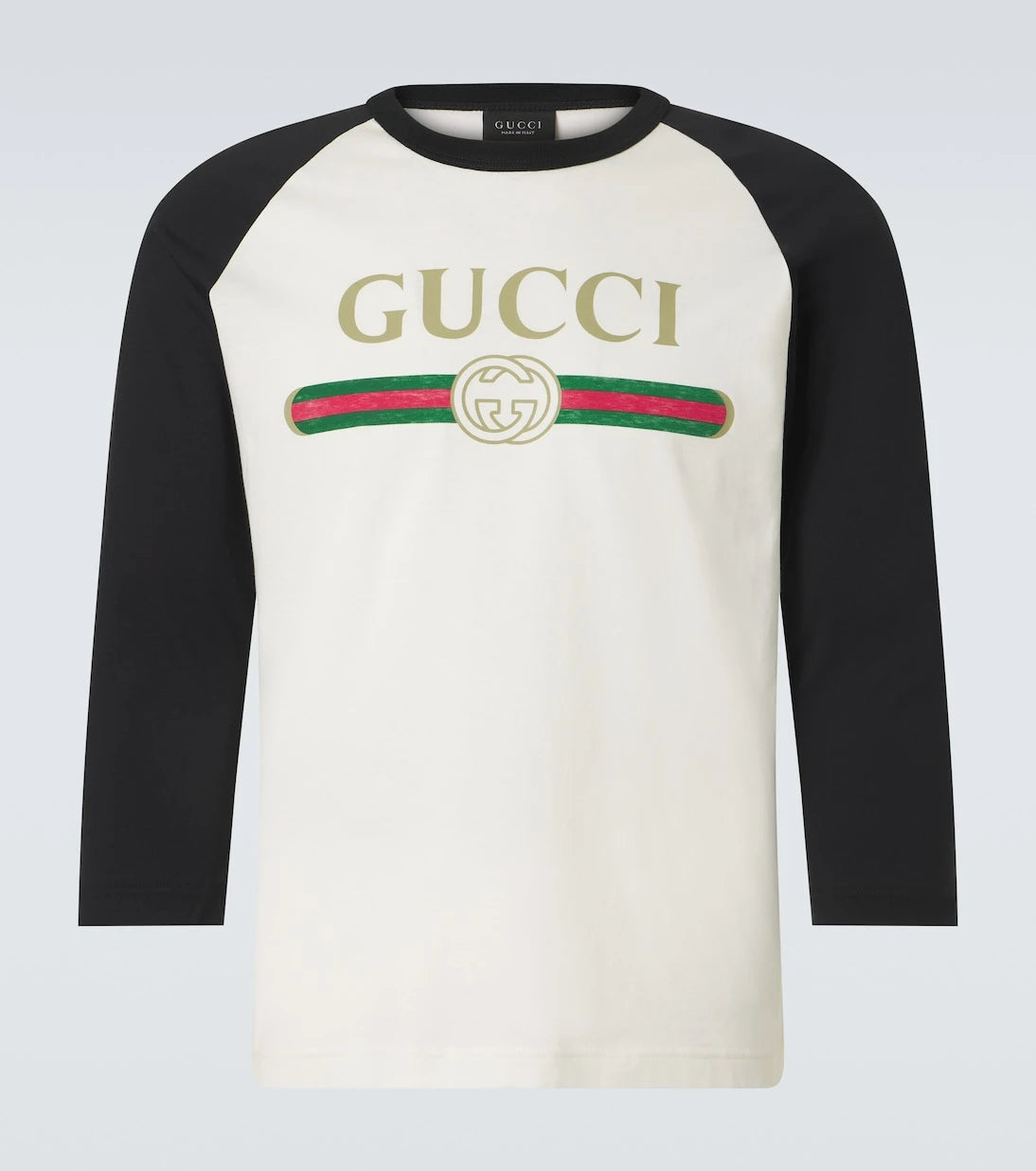 Gucci - تيشيرت جيرسيه قطن وحرير بشعار الماركة