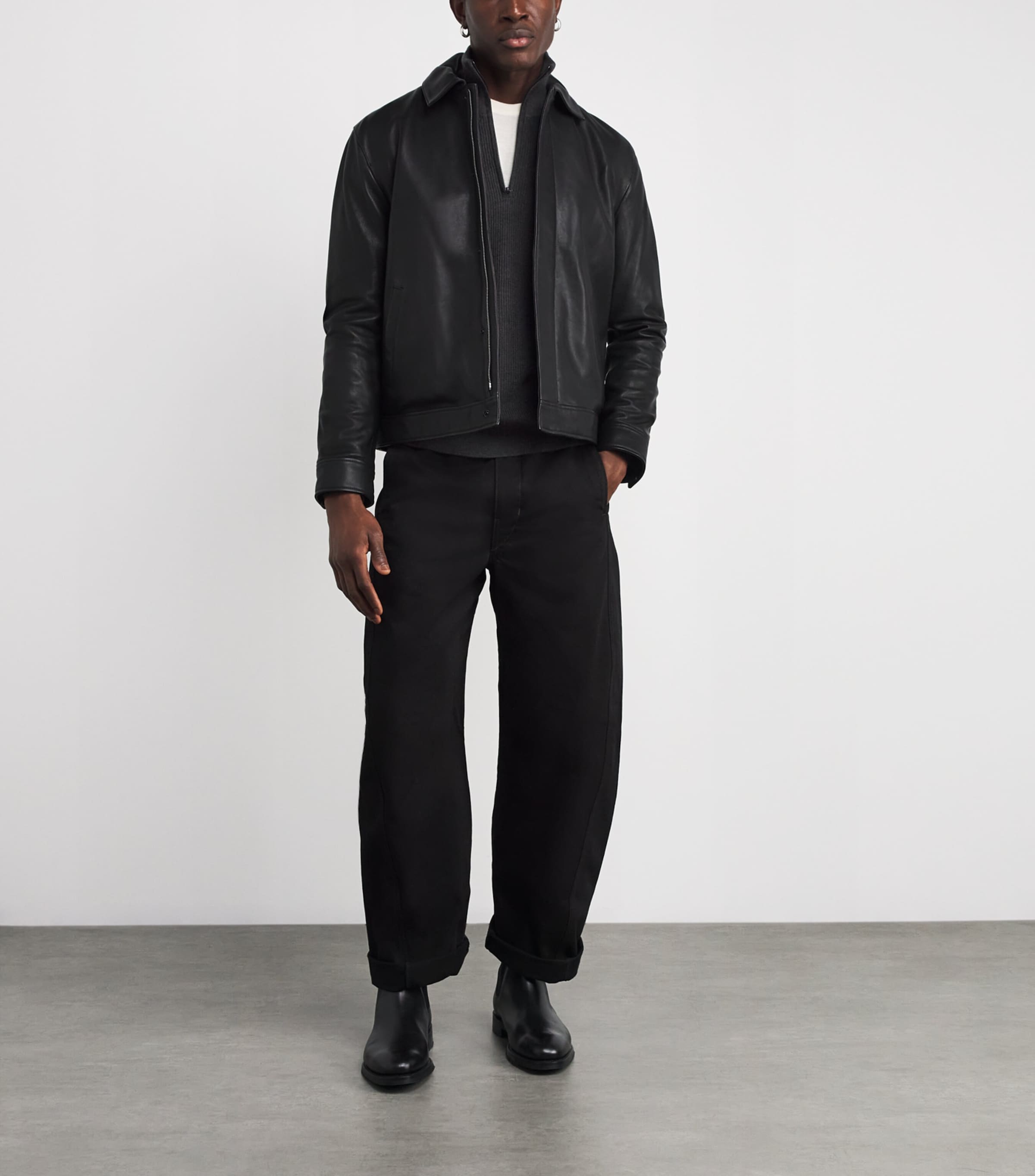 Wool-Blend Quarter Zip Sweater CHARC