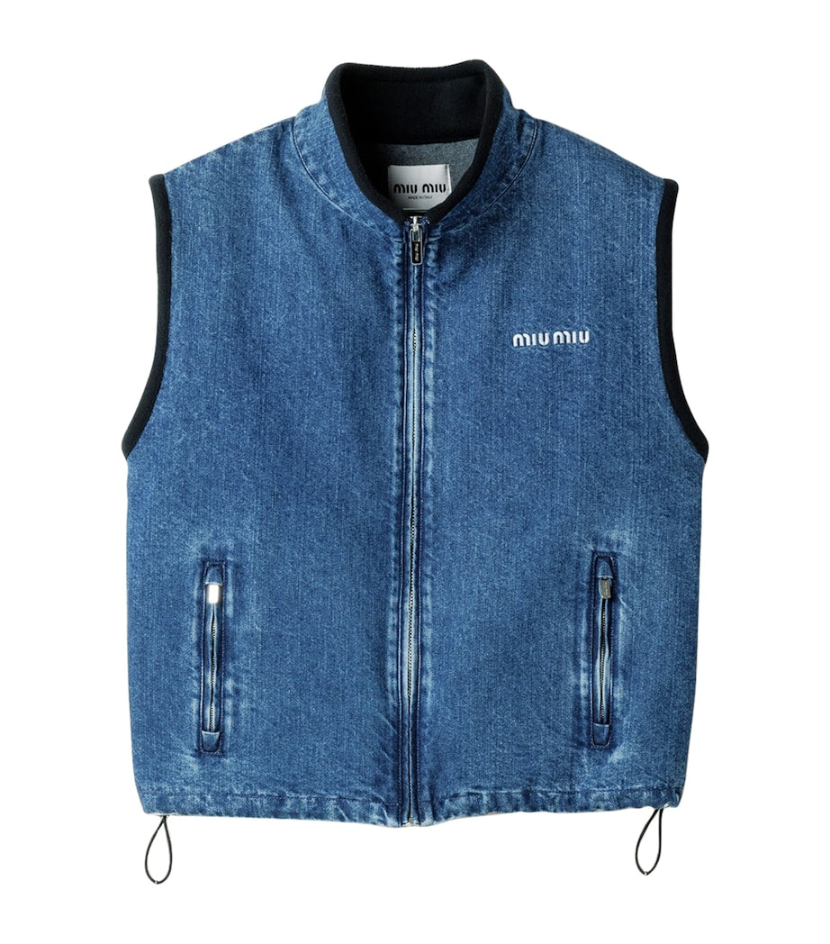 Miu Miu Blue Denim Logo Vest