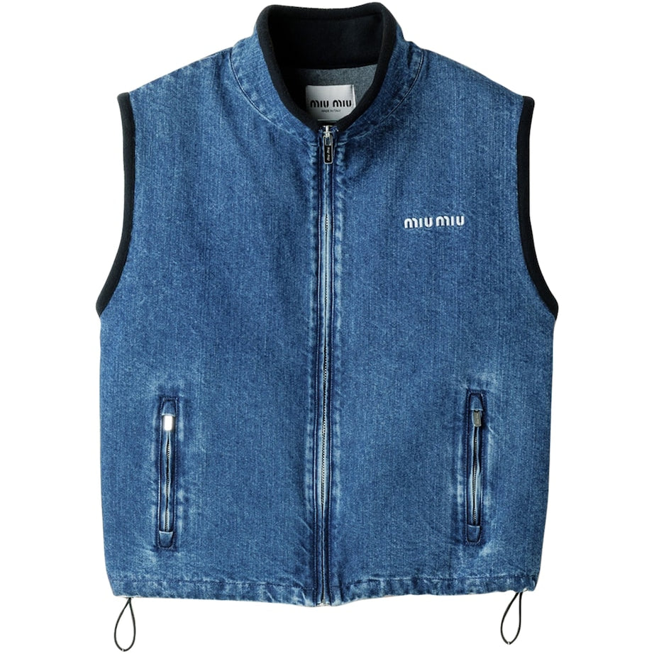 Miu Miu Blue Denim Logo Vest