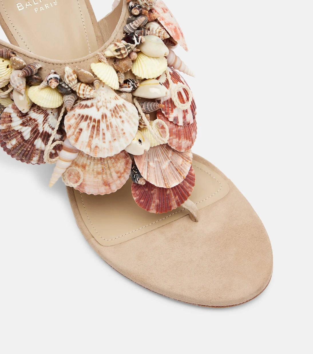 Balmain - Embellished suede slingback wedges