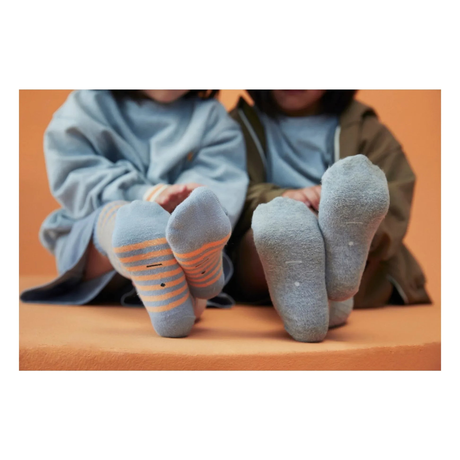 Gray Label - Striped Organic Cotton Top Socks | Apricot