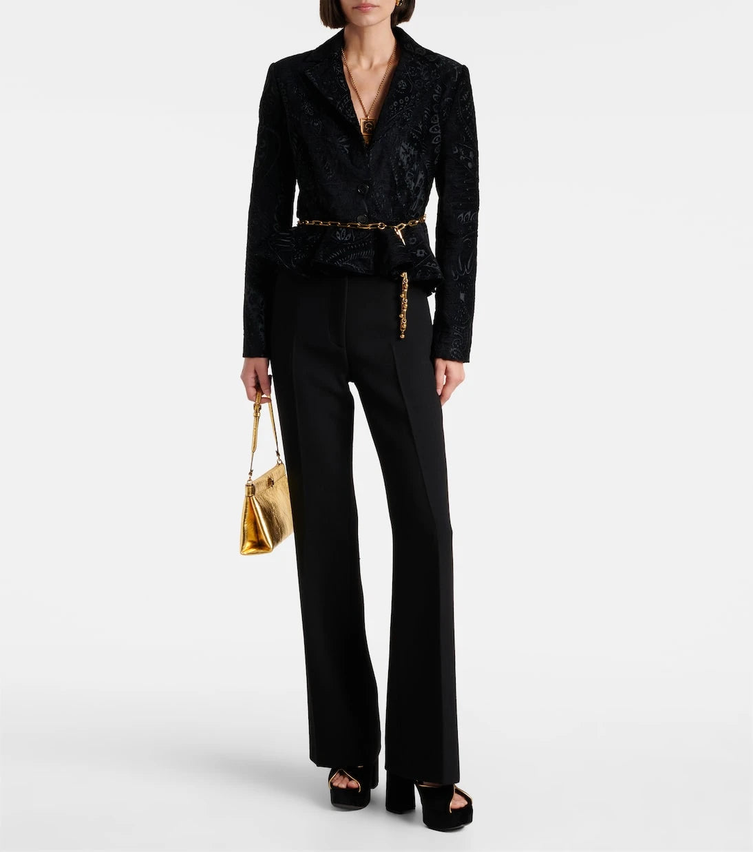Etro - High-rise wool flared pants