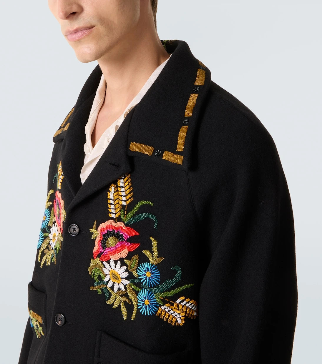 Bode - Beaded Aquitaine embellished wool jacket
