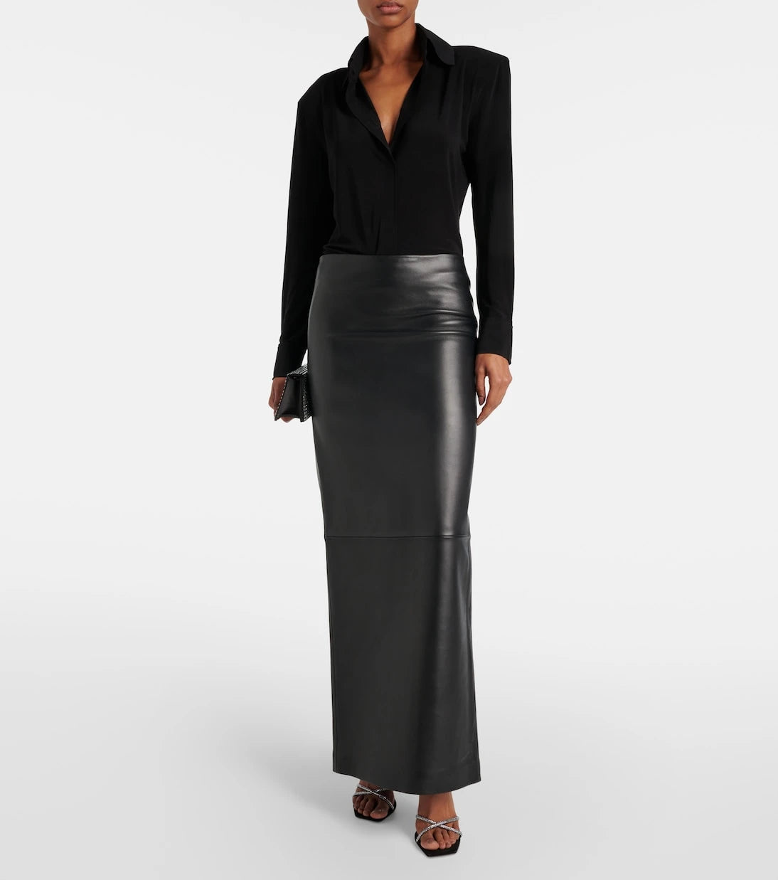 Mônot - Low-rise leather maxi skirt
