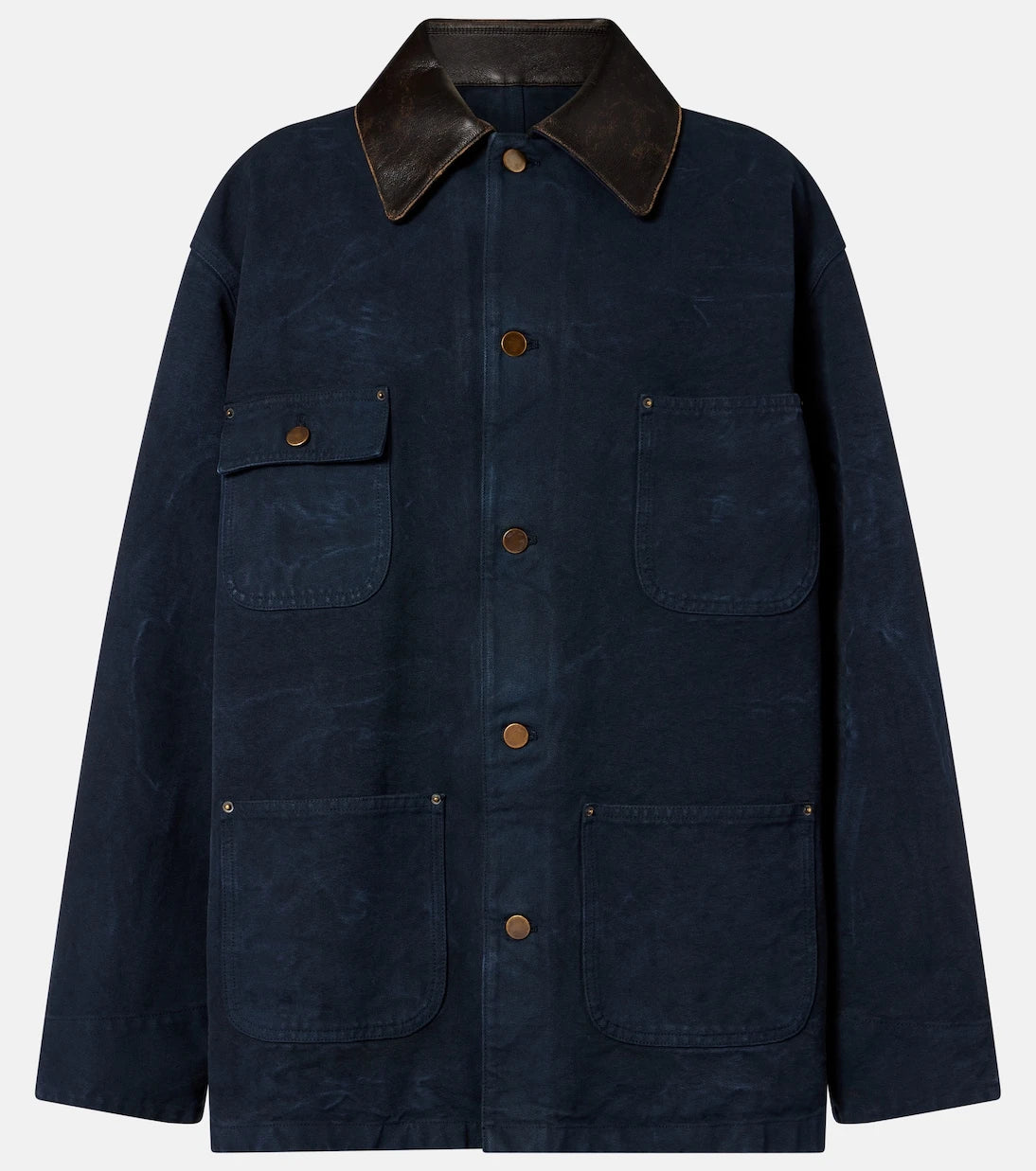 Prada - Oversized cotton leather-trimmed jacket