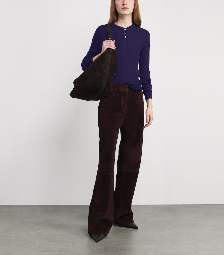 Vince Purple Ribbed Henley Top