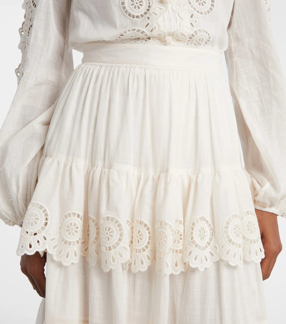 Zimmermann - Lucky embroidered cotton midi skirt