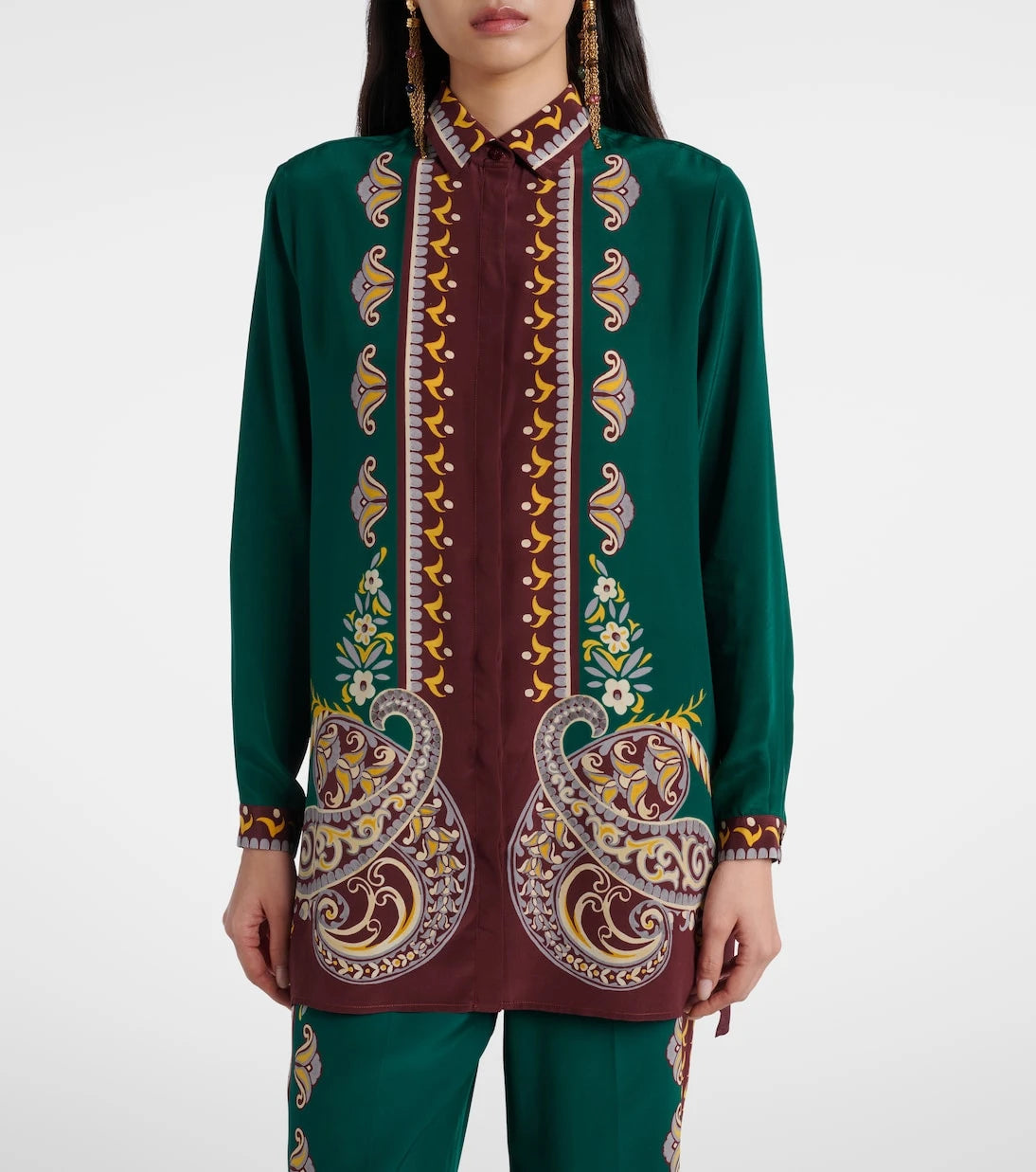 Etro - Printed oversized silk shirt