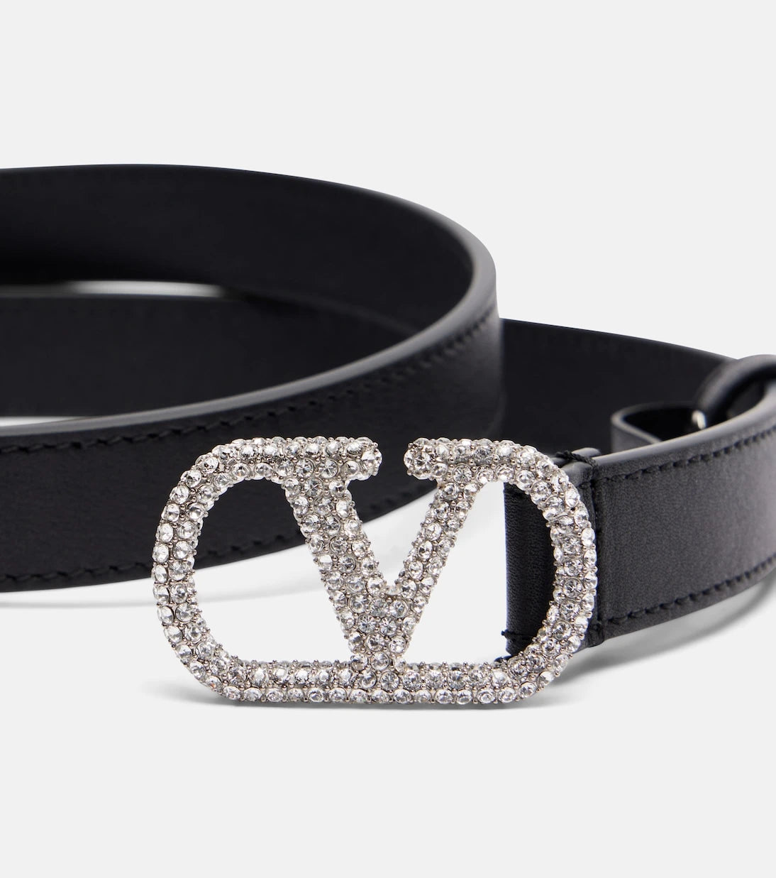 Valentino Garavani - VLogo crystal-embellished leather belt