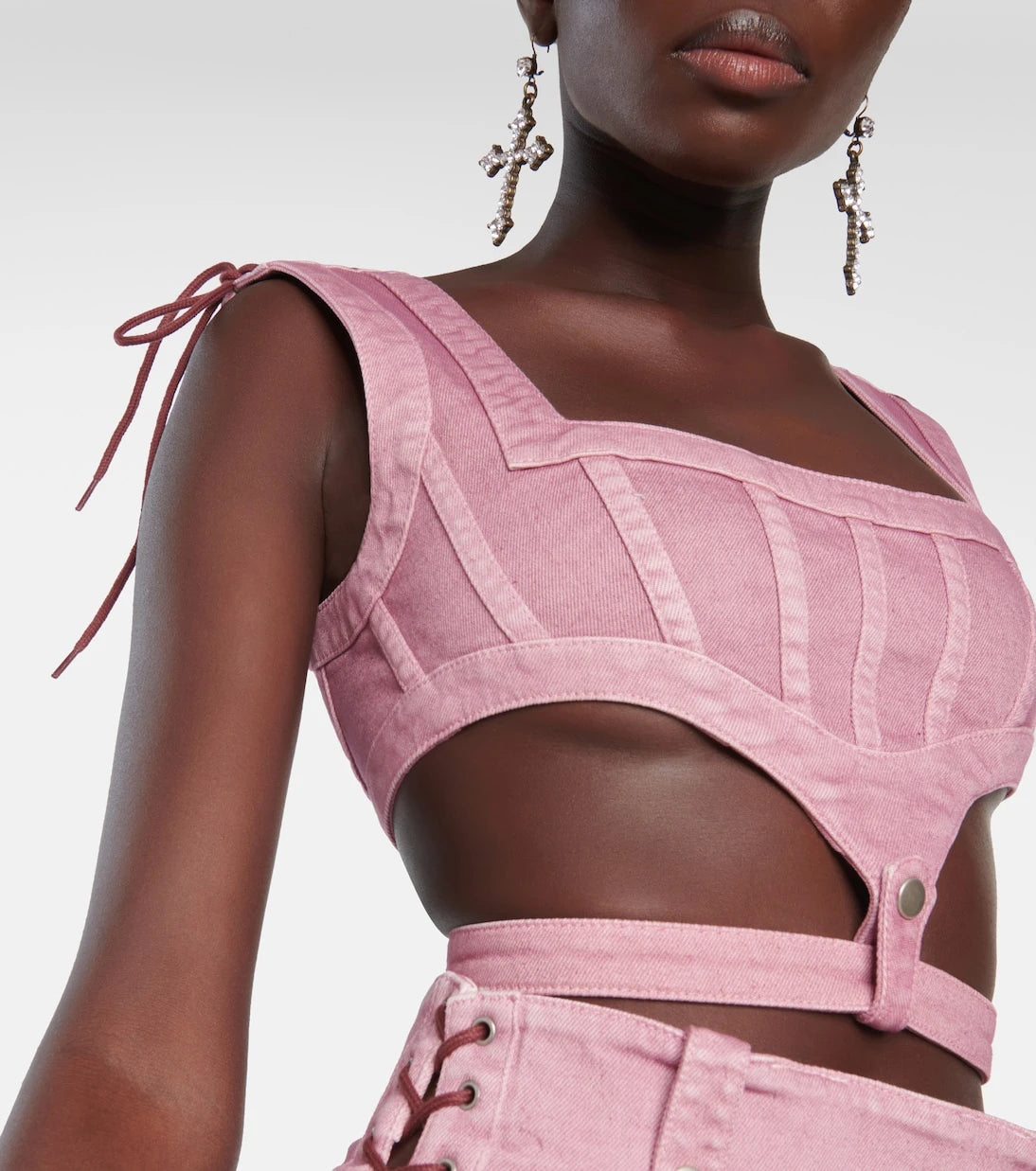 Jean Paul Gaultier - x KNWLS cutout denim corset top
