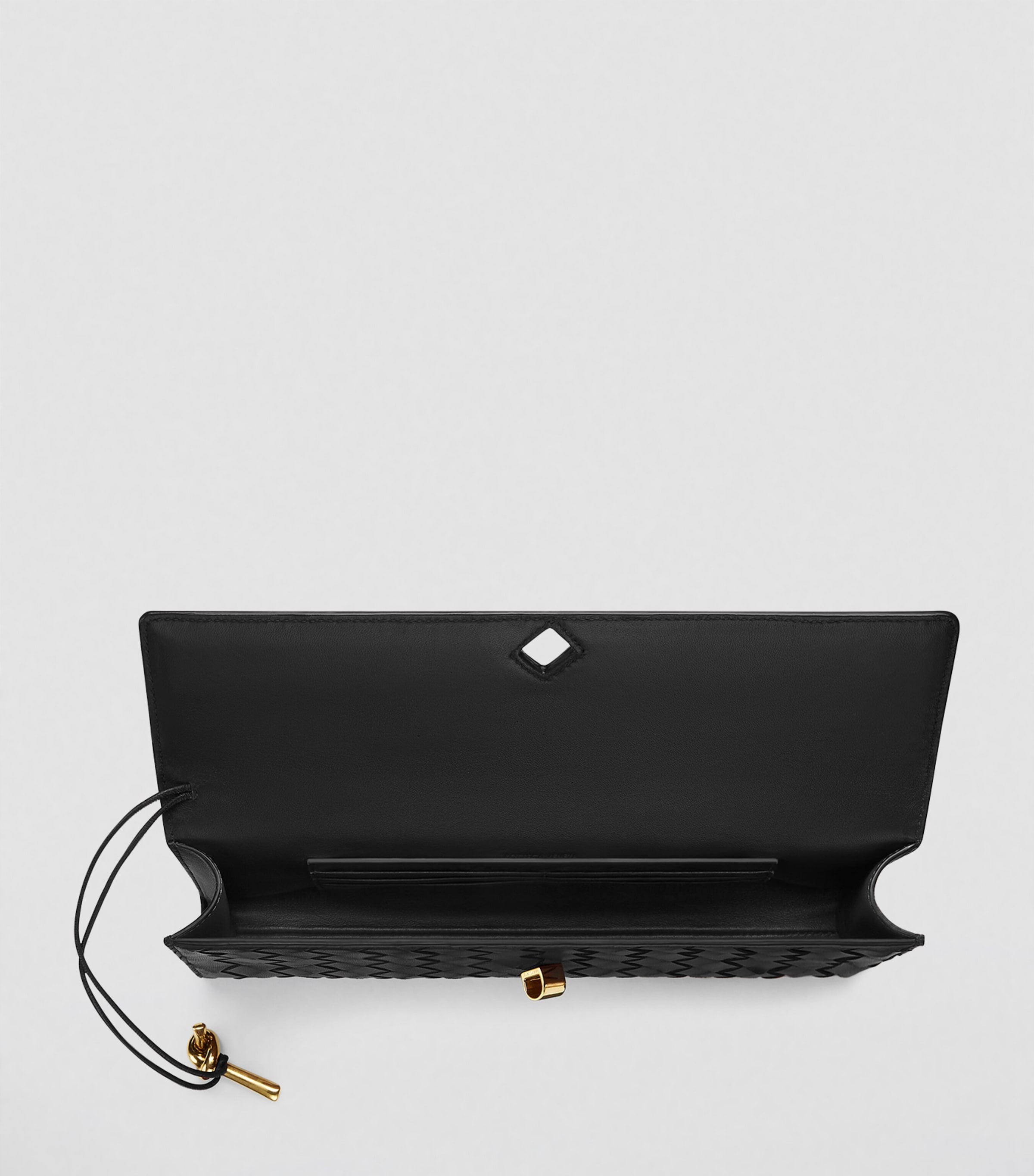 Bottega Veneta Black Leather Andiamo Clutch Bag