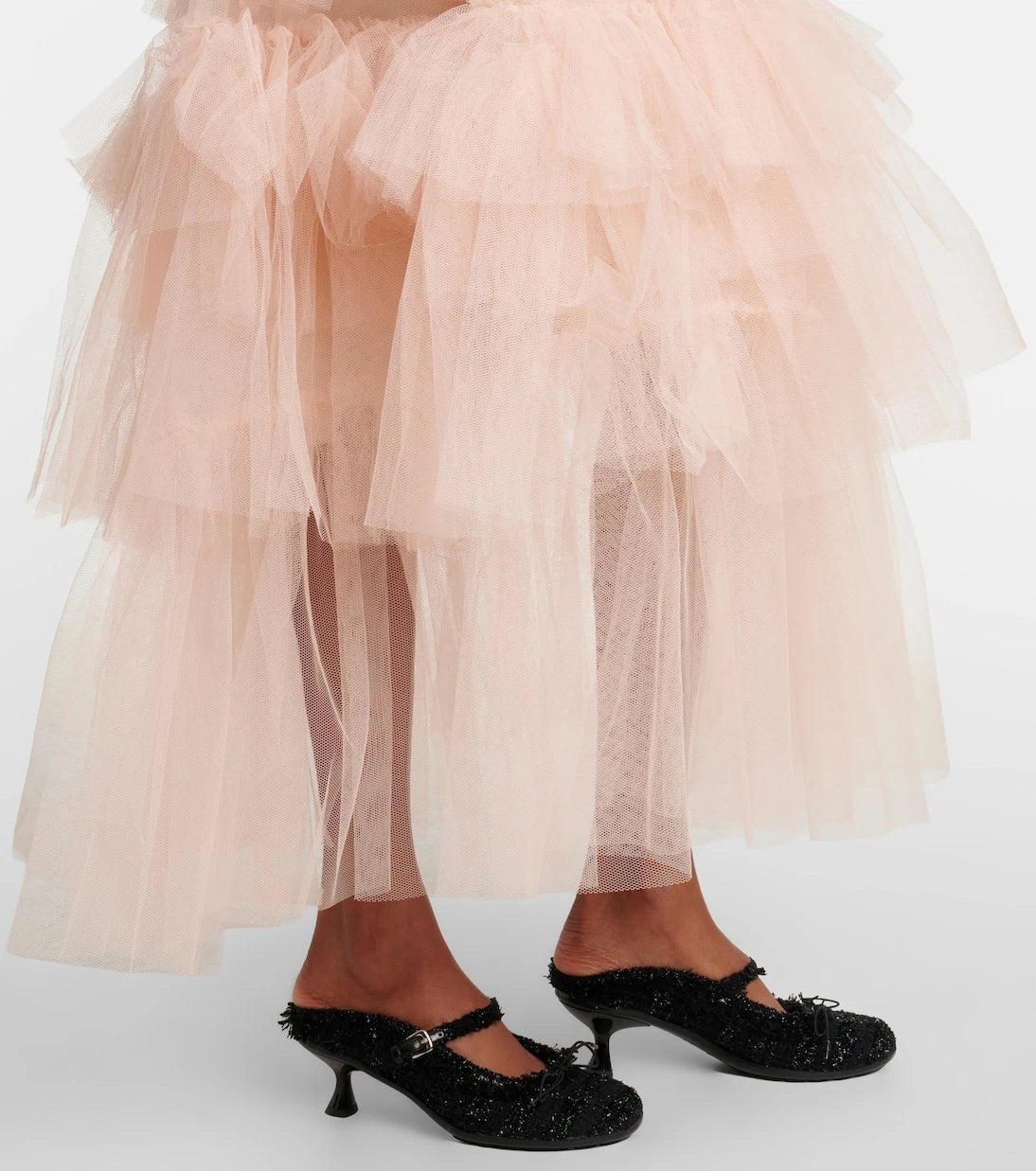 Simone Rocha - تنورة متوسطة الطول من التول المكشكش