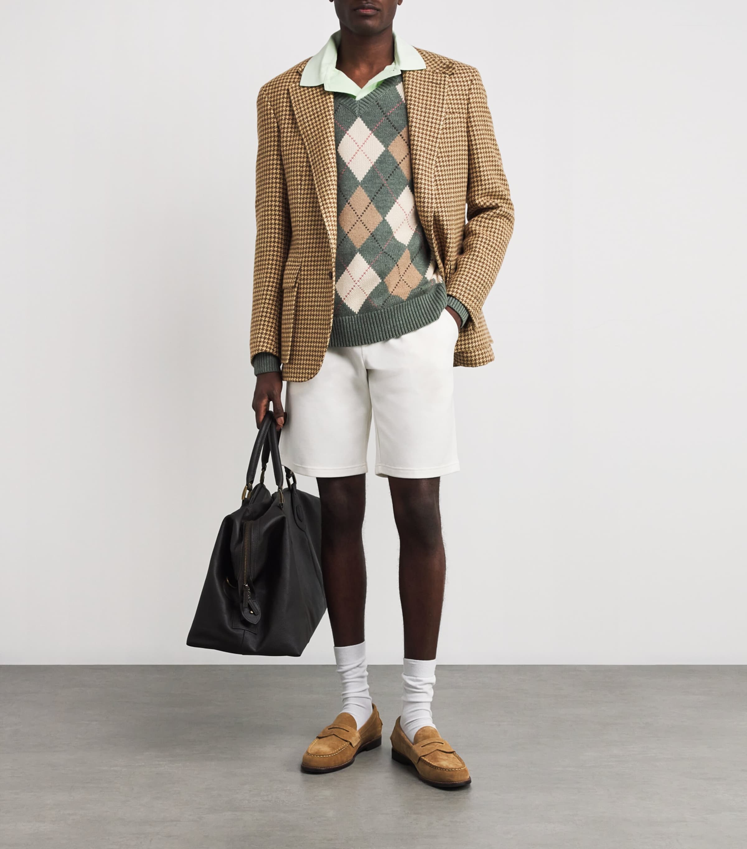 Polo Ralph Lauren Brown Linen, Wool and Silk Houndstooth Blazer