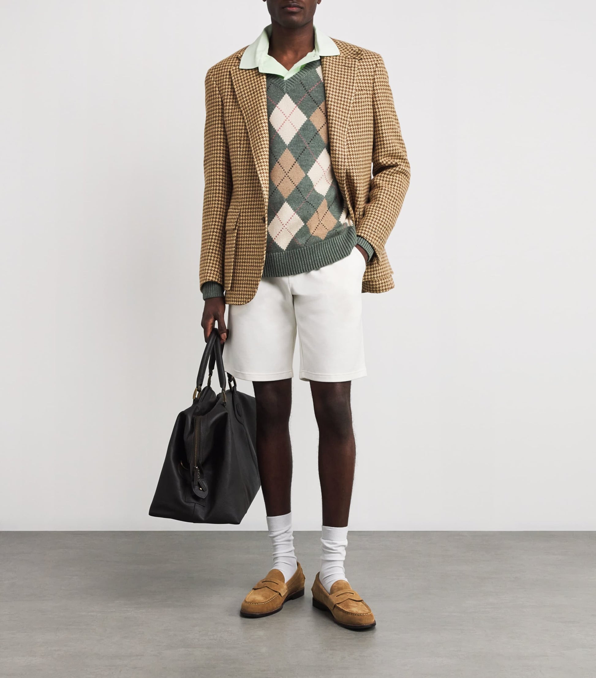 Polo Ralph Lauren Brown Linen, Wool and Silk Houndstooth Blazer