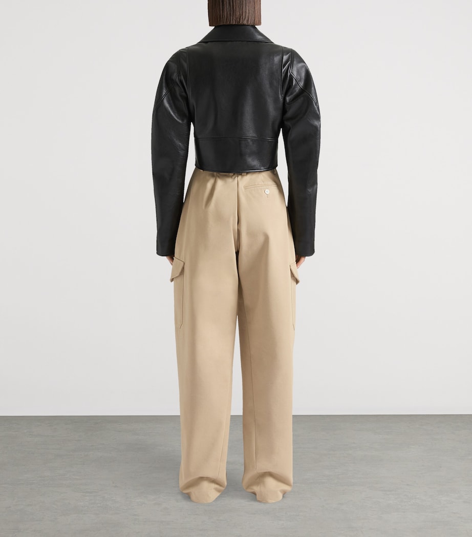 Givenchy Black Leather Cropped Cocoon Jacket