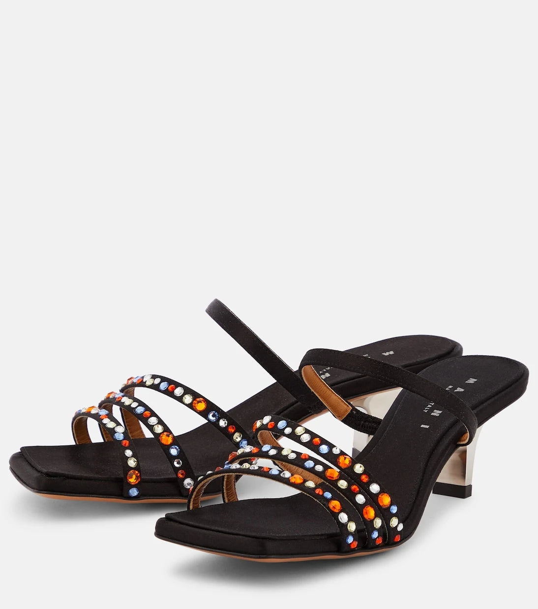Marni - Melrose crystal-embellished satin mules