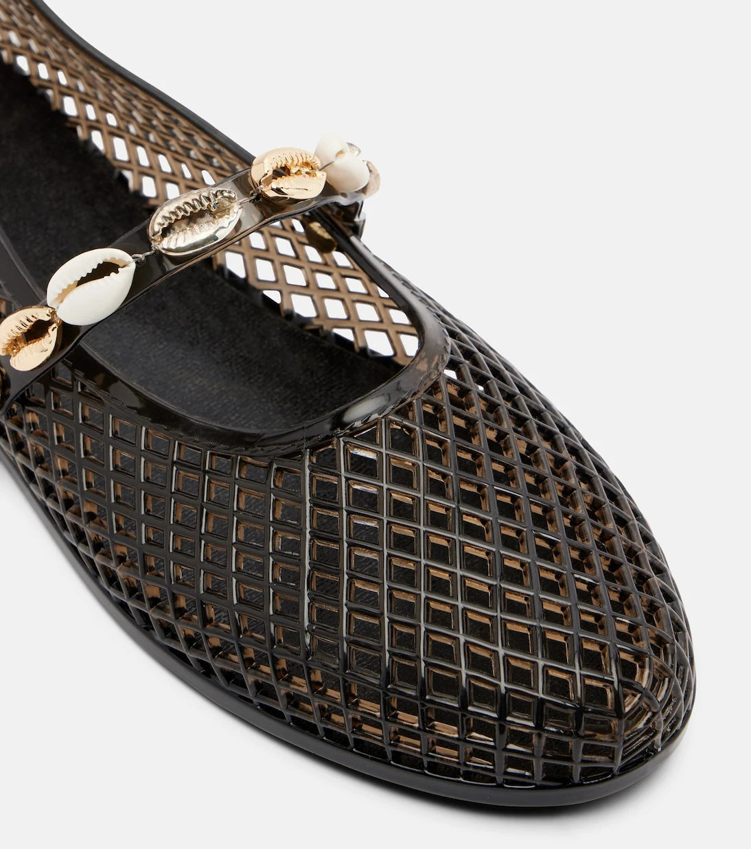 Ancient Greek Sandals - Iro embellished fishnet ballet flats